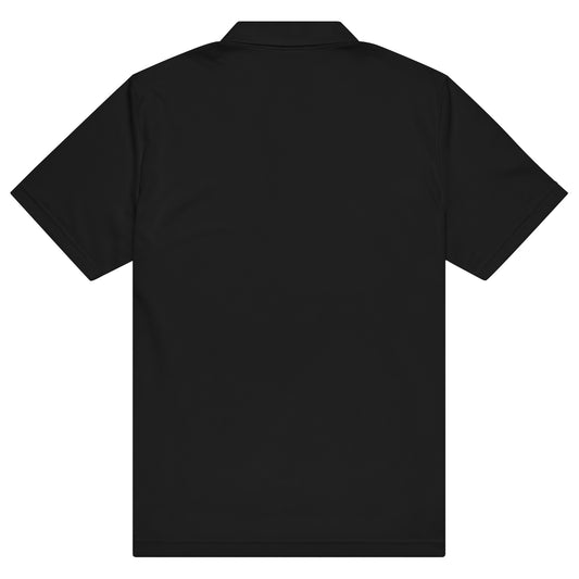 Black Adidas Christian sport polo shirt with Holy Wear embroidered logo – faith-based performance polo