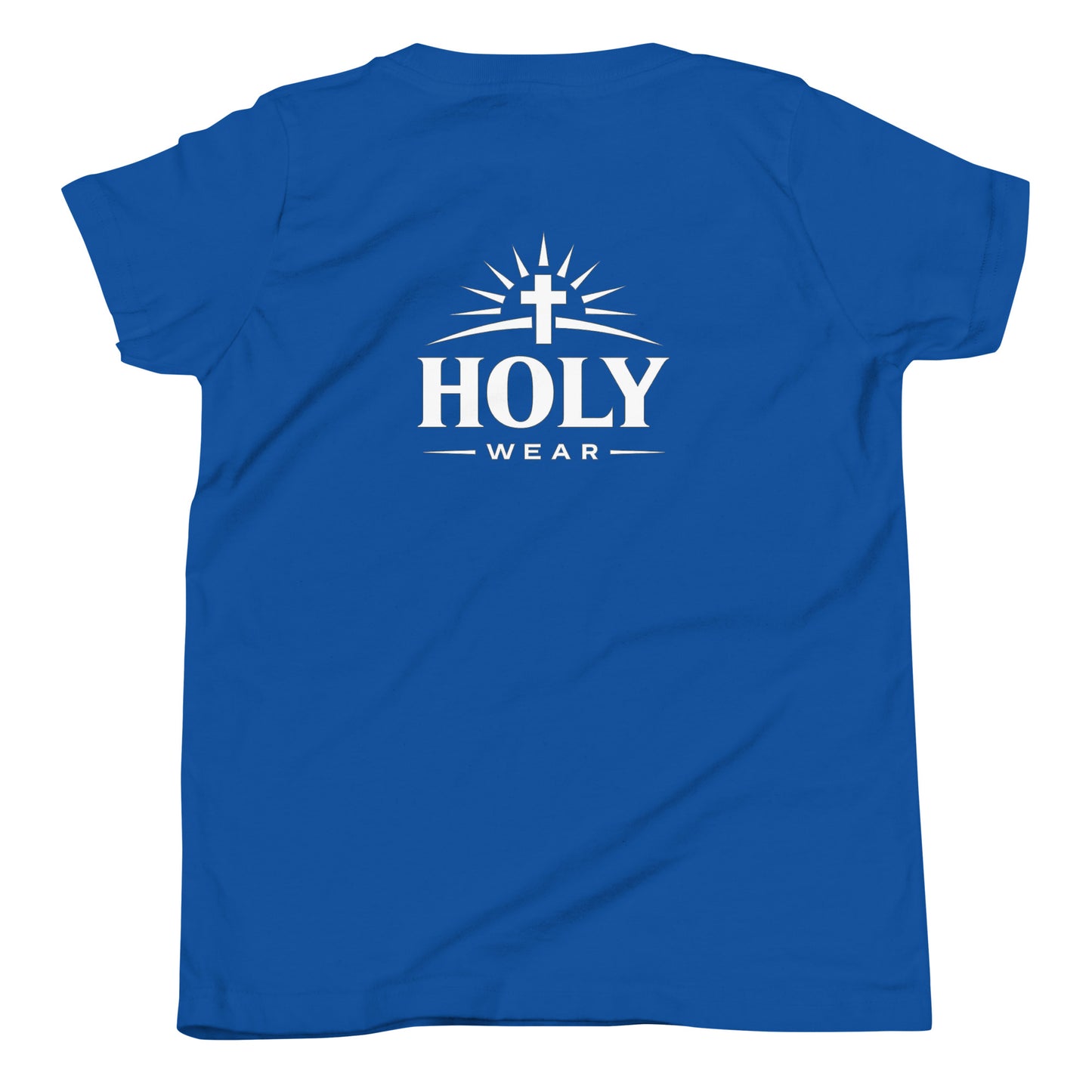 Youth Christian t-shirt with the message "I've Got a Purpose God Says So" in white text on a black shirt by Holy Wear

